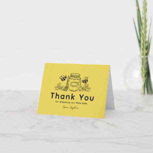 Honey Jar & Bees Yellow Baby Shower Thank You Card