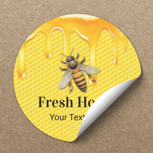 Honey Jar Fresh Bee & Honeycomb Apiary Beekeeper Classic Round Sticker