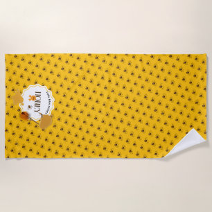 Honey Jar Honeybee Honeycomb Bee Apiary Beach Towel
