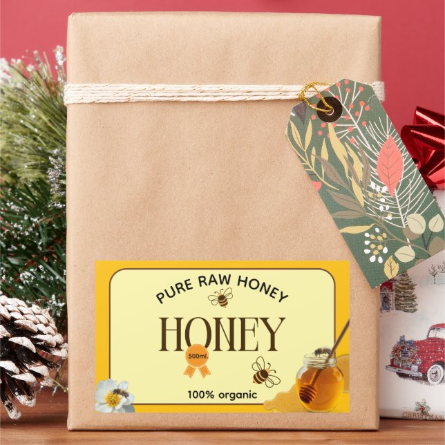 Honey Jar Honeybee Honeycomb Bee Apiary Rectangular Sticker (Holiday)