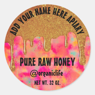 Honey Jar  Honeybee Honeycomb Gold Drip Spring Classic Round Sticker