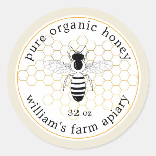 Honey Jar Label Bee Apiary Gold Honeycomb Antique
