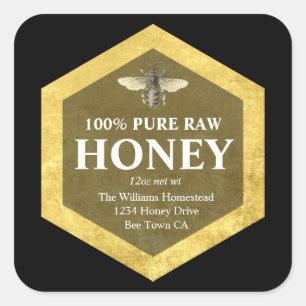 Honey Jar Label   Honey Bee  and Apiary Name