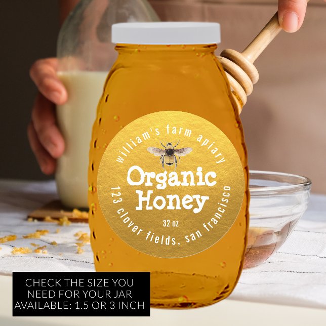 Honey Jar Label Honey Bee Apiary Gold (Creator Uploaded)