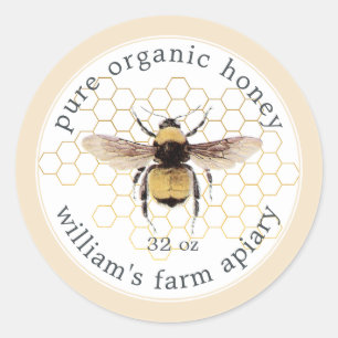 Honey Jar Label Honey Bee Apiary Honeycomb Gold