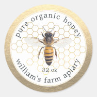 Honey Jar Label Honey Bee Apiary Honeycomb Gold