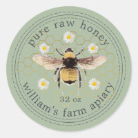 Honey Jar Label Honey Bee Apiary Laurel Green