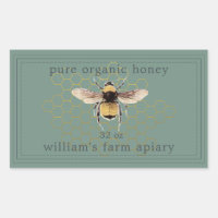 Honey Jar Label Honeybee Apiary Dusty Green