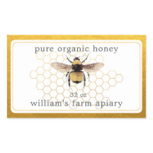 Honey Jar Label Honeybee Apiary Gold