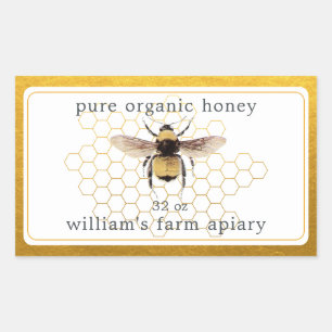 Honey Jar Label Honeybee Apiary Gold