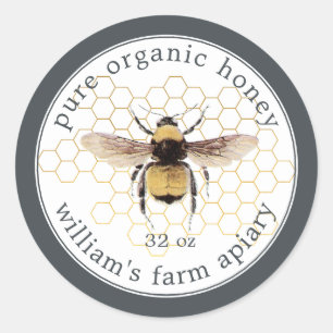 Honey Jar Label Honeybee Apiary Honeycomb Black