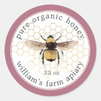 Honey Jar Label Honeybee Apiary Honeycomb Cassis