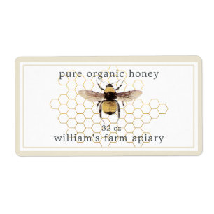 Honey Jar Label Honeybee Apiary Honeycomb Gold