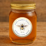 Honey Jar Label Honeybee Apiary Honeycomb Gold<br><div class="desc">Rustic and simple honey jar labels with a vintage honeybee print and the text pure raw honey and your business name in modern typography on a champagne gold background with a stylish touch of honeycomb. Simply add your apiary name, the product name and the weight to the label. Exclusively designed...</div>