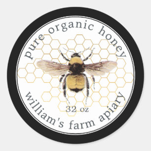 Honey Jar Label Honeybee Apiary Honeycomb Gold