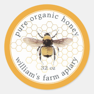Honey Jar Label Honeybee Apiary Honeycomb Yellow