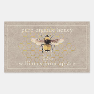 Honey Jar Label Honeybee Apiary Kraft Paper