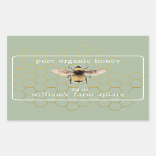 Honey Jar Label Honeybee Apiary Laurel Green