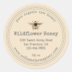 Honey Jar Label Honeybee Apiary Off-White