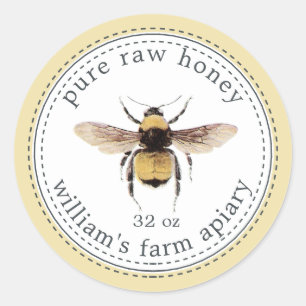 Honey Jar Label Honeybee Apiary Pastel Yellow