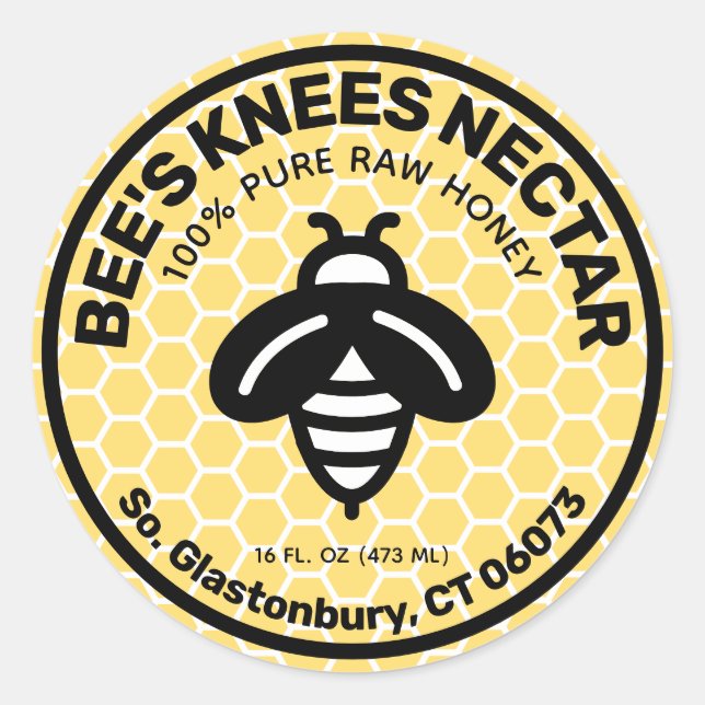  Honey Jar Label Honeycomb Cute Bee (Front)