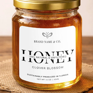 Honey Jar Label Minimalist Black & White Packaging