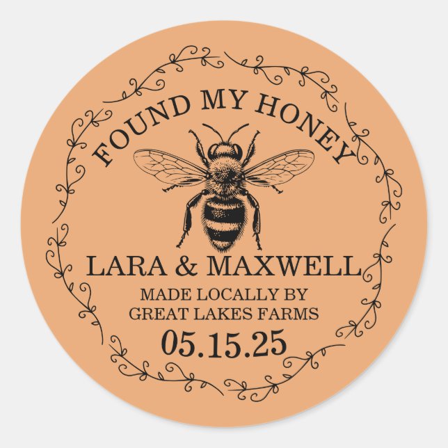 Honey Jar Labels for Wedding Favours (Front)