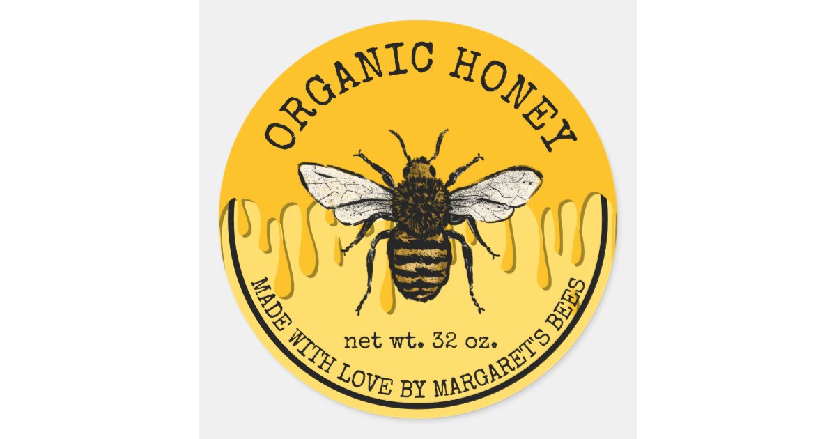 Honey Jar Labels Honeybee Honeycomb Bee Apiary | Zazzle.com.au