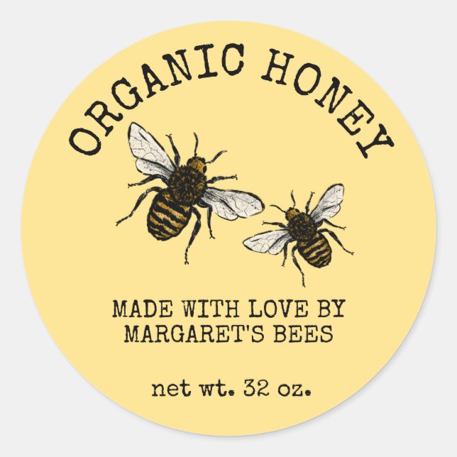 Honey Jar Labels Honeybee Honeycomb Bee Apiary (Front)