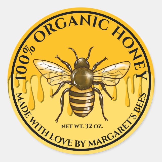 Honey Jar Labels Honeybee Honeycomb Bee Apiary (Front)