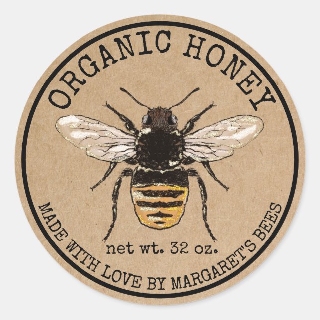Honey Jar Labels Honeybee Honeycomb Bee Apiary (Front)