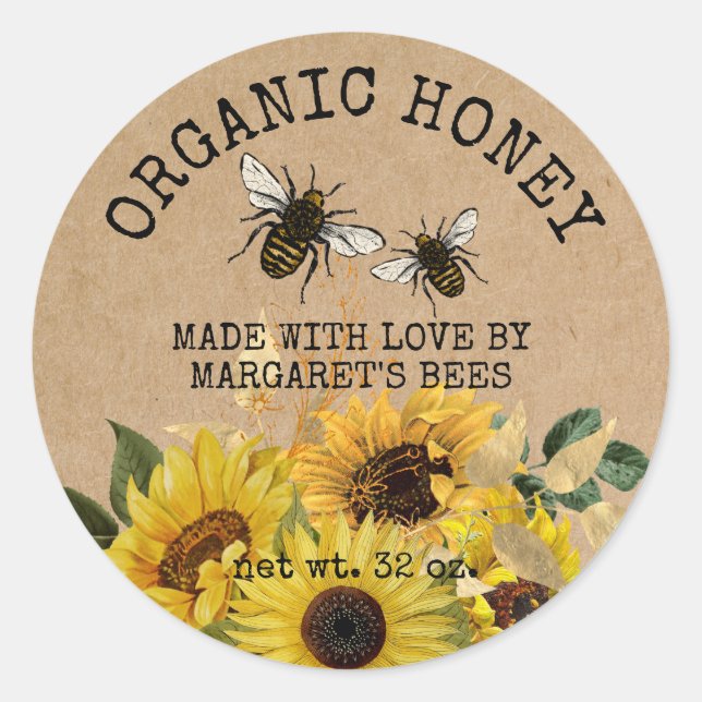 Honey Jar Labels Honeybee Honeycomb Bee Apiary (Front)