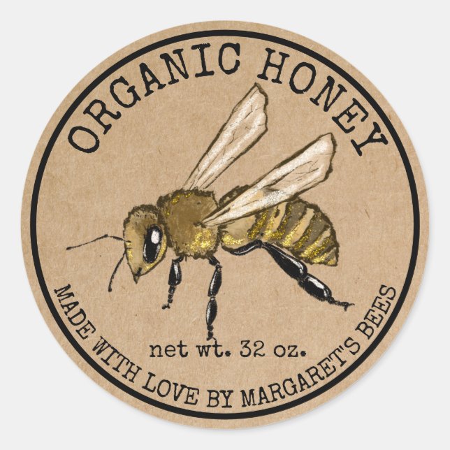 Honey Jar Labels Honeybee Honeycomb Bee Apiary (Front)
