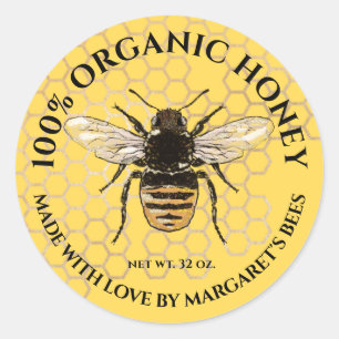 Honey Jar Labels Honeybee Honeycomb Bee Product