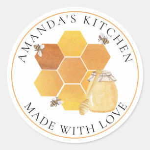 Honey Jar Labels Honeybees Honeycomb Bees