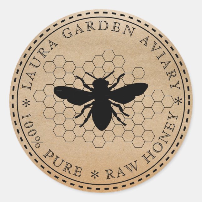 Honey jar lid label for Bee Comb Apiary (Front)