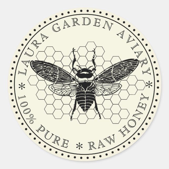 Honey jar lid label for Bee Comb Apiary (Front)