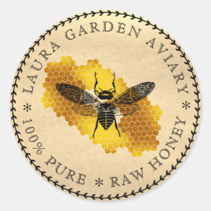 Honey jar lid label for Bee Honeycomb Apiary