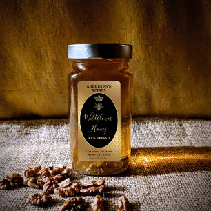Honey jar modern script queen bee label