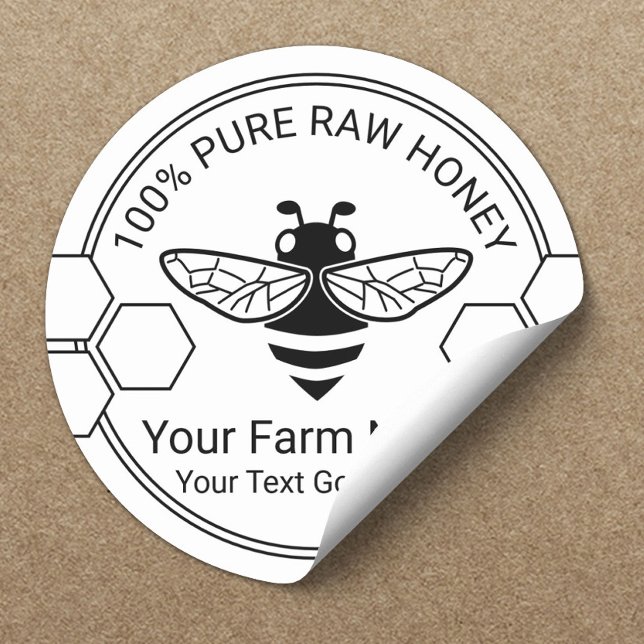 Honey Jar Organic Bee Apiary Beekeeper Farm Classic Round Sticker (Creator Uploaded)