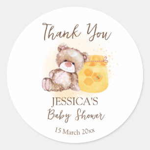 Honey jar teddy bear bearly wait baby classic round sticker