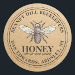 Honey Label Kraft French Bee<br><div class="desc">Personalise with your apiary name,  product (honey),  net weight,  and beekeeper name and address. Not sure of your honey net weight? There's a list of common conversions (grams and ounces) in the form field when you customise your label. Vintage French honey bee illustration on a brown kraft paper background.</div>