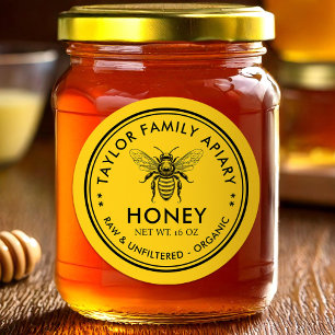 Honey label with custom colour honey bee