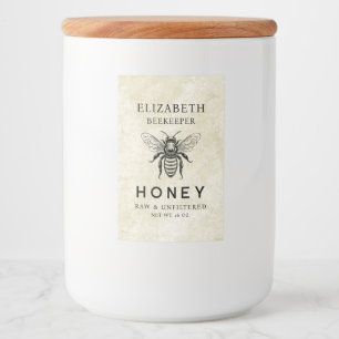 Honey label with honey bee and vintage background