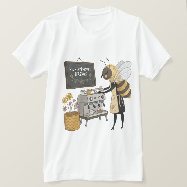 Honey Latte Craftmaster: Barista Bee & Flower Espr T-Shirt (Design Front)