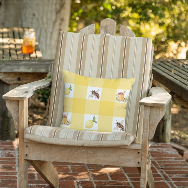Honey & Lemon yellow check Cushion (Chair)