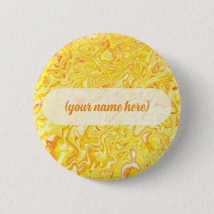Honey Lemon Yellow Marble Texture Abstract Liquid 6 Cm Round Badge