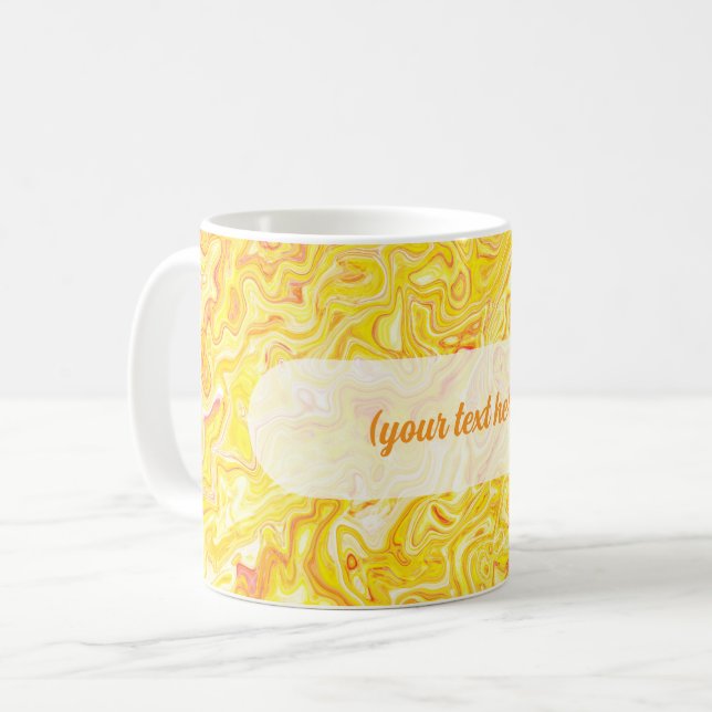 Honey Lemon Yellow Marble Texture Abstract Liquid Coffee Mug (Front Left)