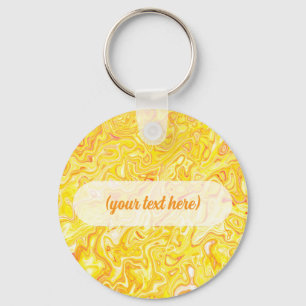 Honey Lemon Yellow Marble Texture Abstract Liquid Key Ring