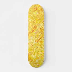Honey Lemon Yellow Marble Texture Abstract Liquid Skateboard